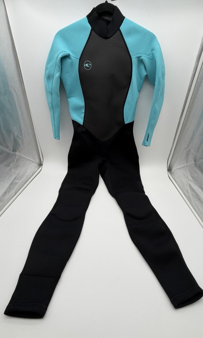 O'Neill Women’s Reactor 2 3/2mm Full Wetsuit Back Zip Black Light Aqua Size 10